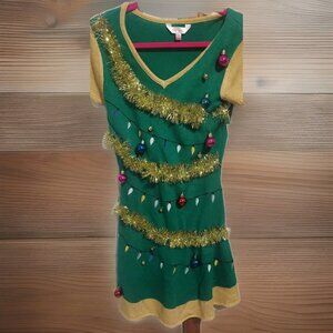 Christmas Tree Sweater Dress Medium Ugly Christmas Sweater NWT M7-9 Embroidered